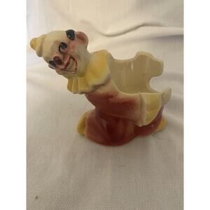Vintage Shawnee USA Ceramic Creepy Clown #619 Jo Jo Planter/Cup or Candle Holder